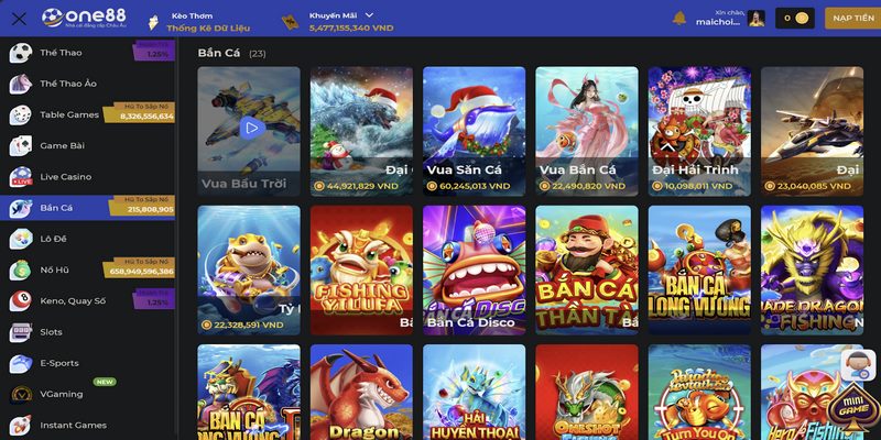 Giới thiệu về sảnh game bắn cá tại One88