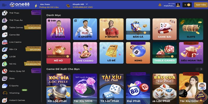 One88 sở hữu một kho game khổng lồ với hàng loạt thể loại giải trí hấp dẫn