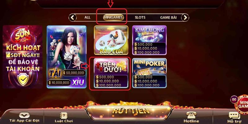 Bí quyết đánh mini game trên dưới ăn lời số 1